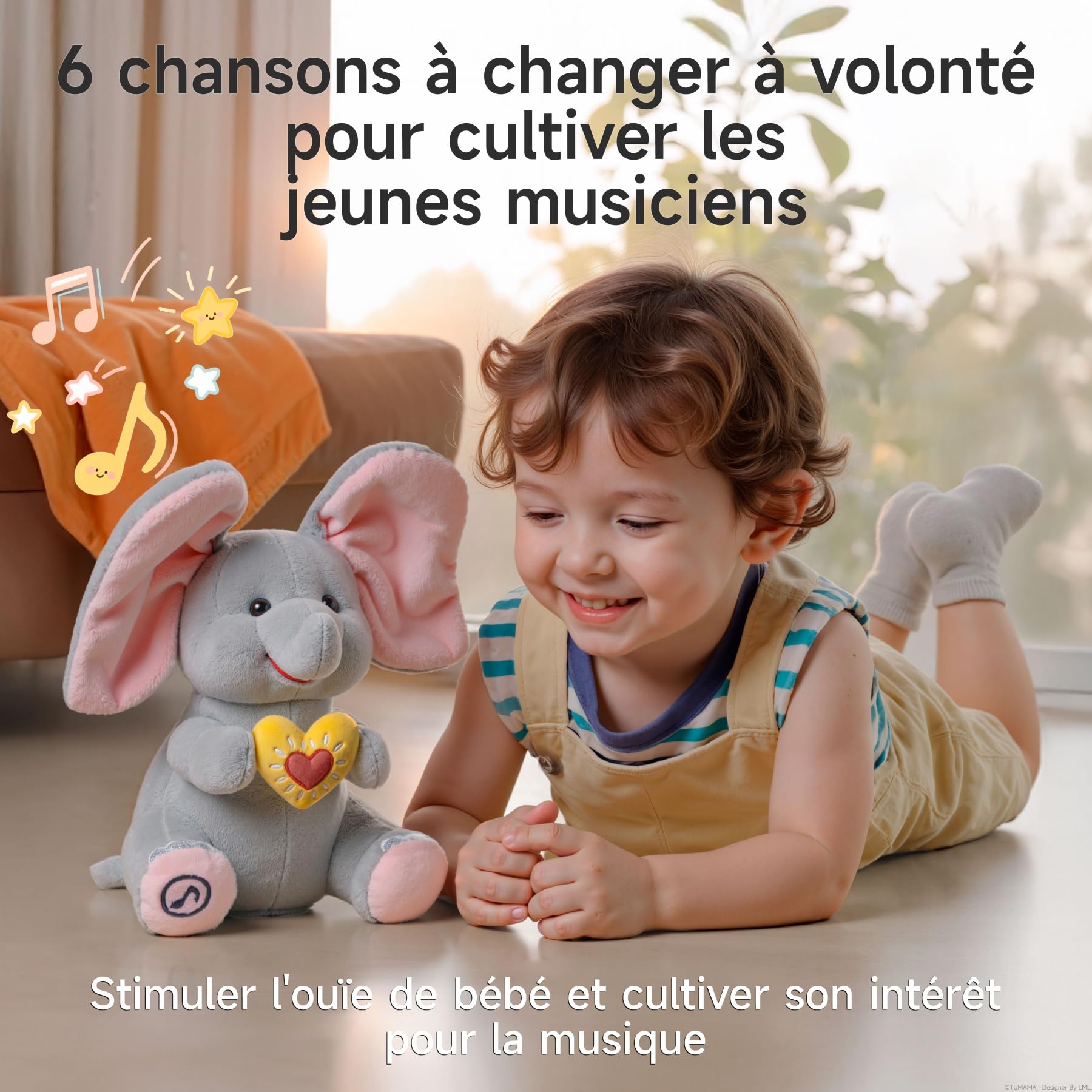Flappy L'Éléphant Peluche Éléphant Animé Interactif Qui Chante Jouet Électrique Doudou Musical pour Bébé