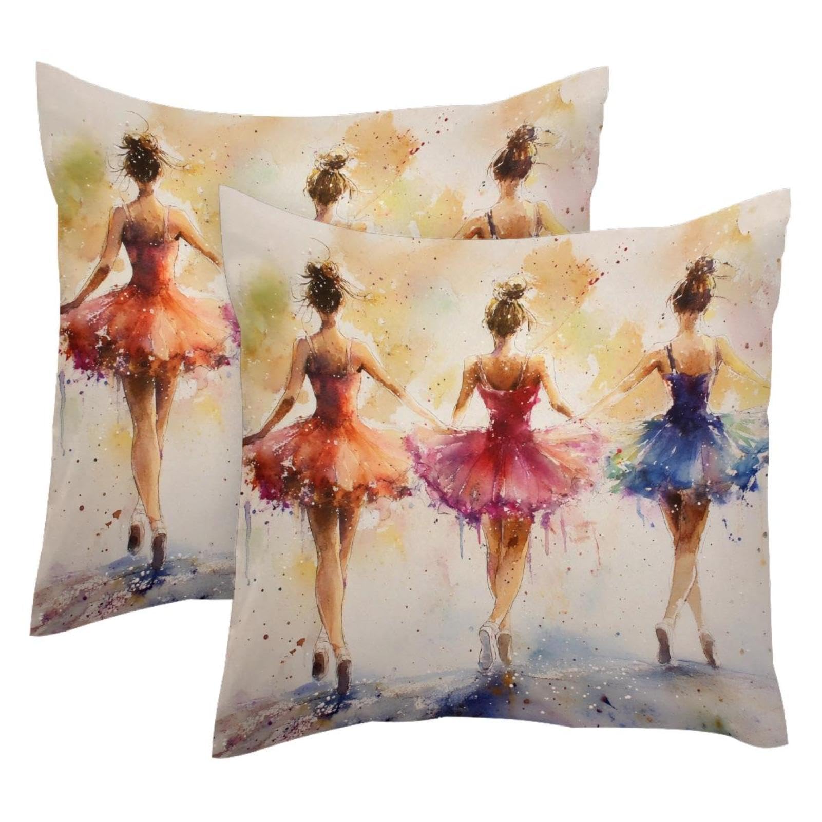 Housse de coussin en velours motif ballet 50x50 cm, lot de 2