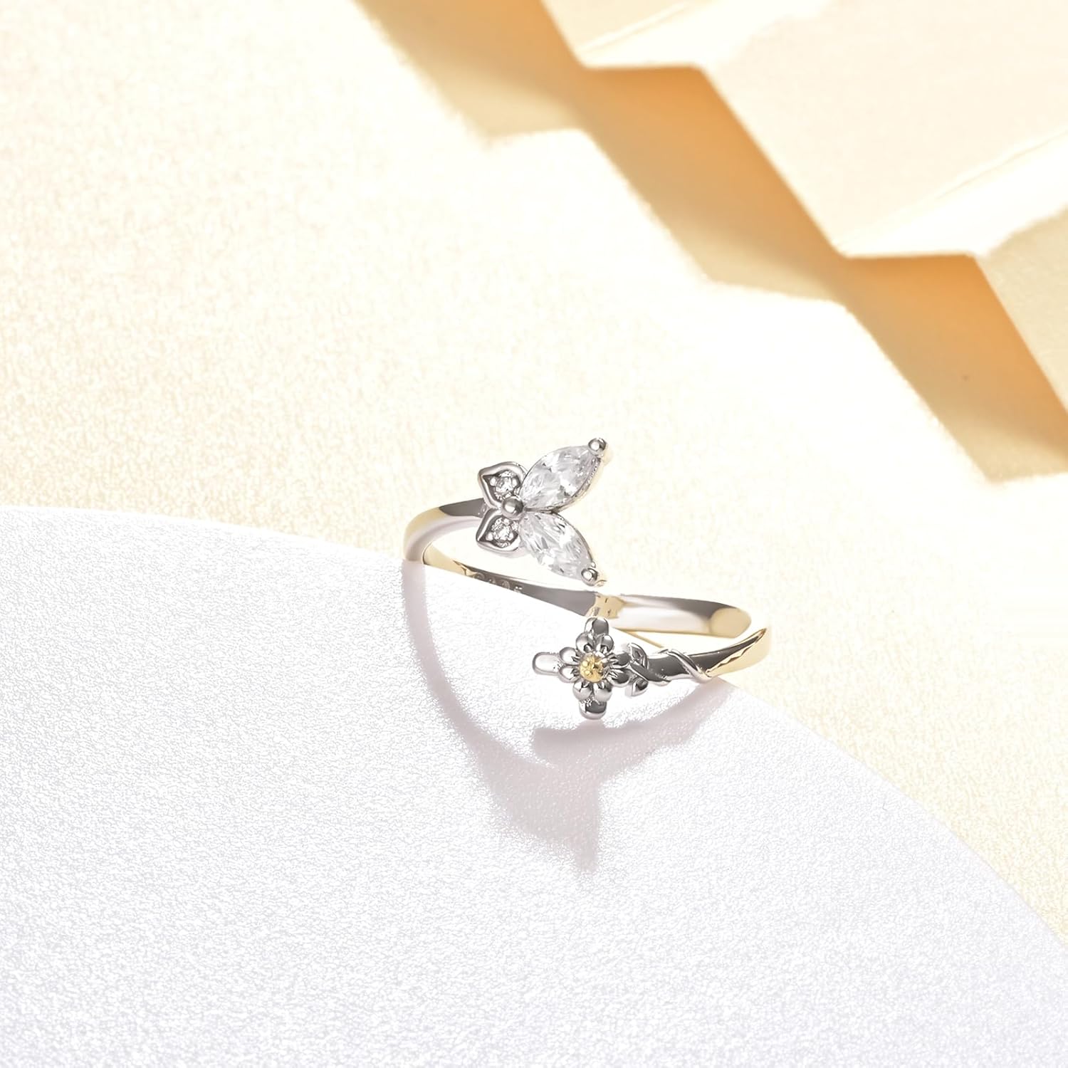 YLT Butterfly Rings for Women 925 Sterling Silver Adjustable Cross Rings Gifts Jewelry for Women Teens - Image 5