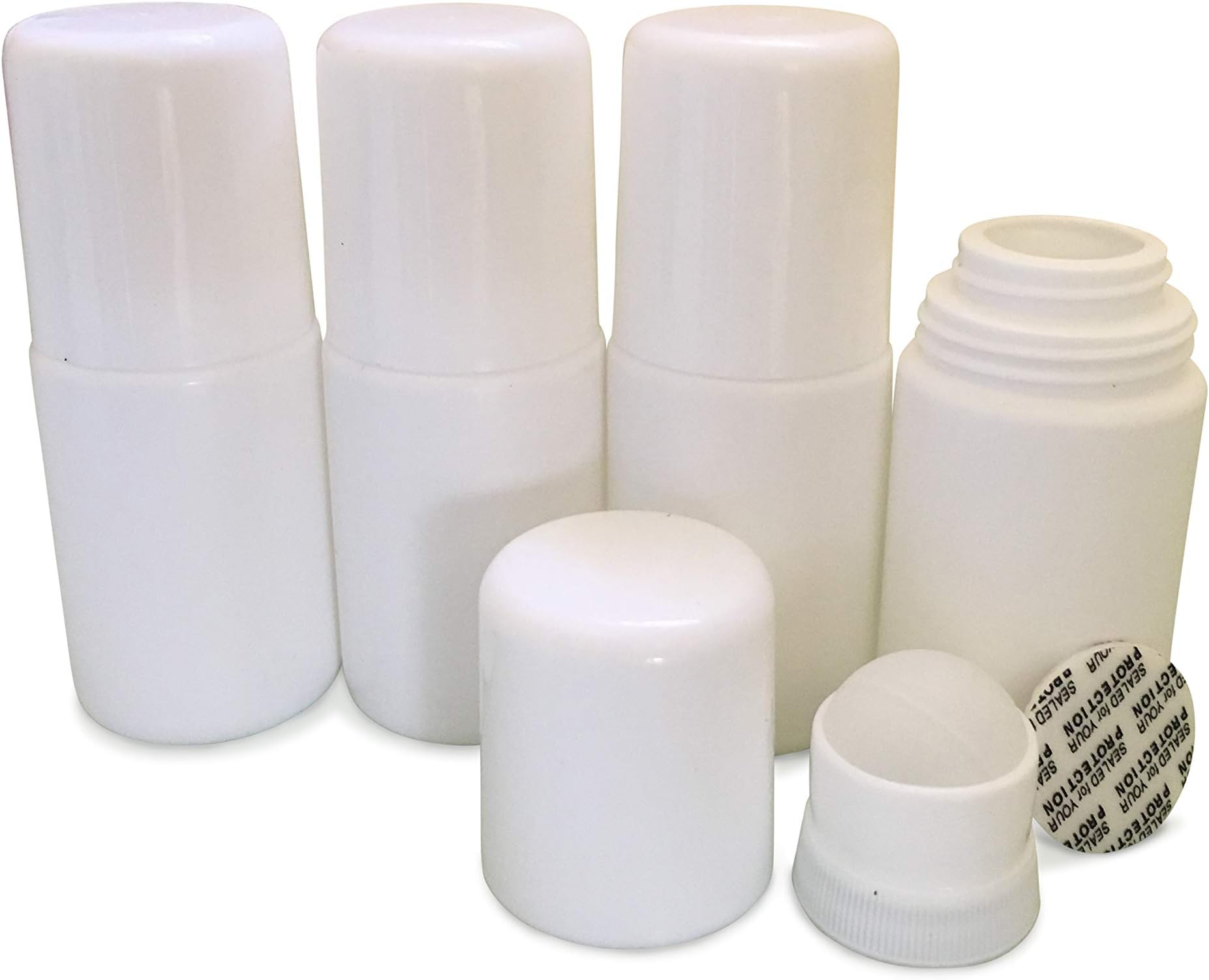 MagicHappens Empty Refillable Roll On Bottles โ Recyclable 50ml Leak-Proof DIY Deodorant Containers Plastic Roller Ball, 4pc Set