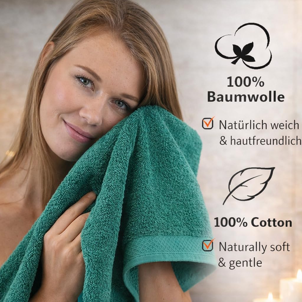 Betz 4-częściowy zestaw ręczników premium 2 ręczniki do rąk 50 x 100 cm 2 ręczniki kąpielowe 70 x 140 cm 100% bawełna kolor szmaragdowy zielony