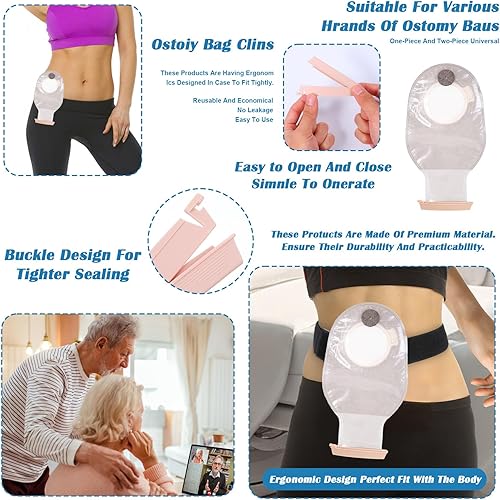 Miniatura 6 de 10 clips para bolsas de ostomía, abrazaderas drenables, cierre de cola, reutilizables para bolsas de colostomía, abrazaderas de colostomía de cierre
