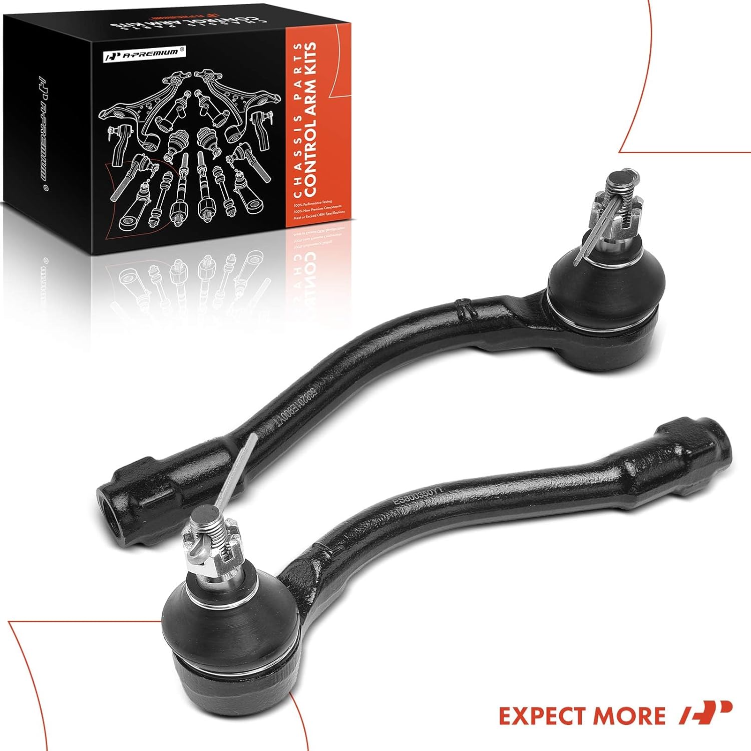 A-Premium 2 x Front Outer Tie Rod Ends, Compatible with Kia Rio 2006-2011, Rio5 2006-2011, L4 1.6L Only