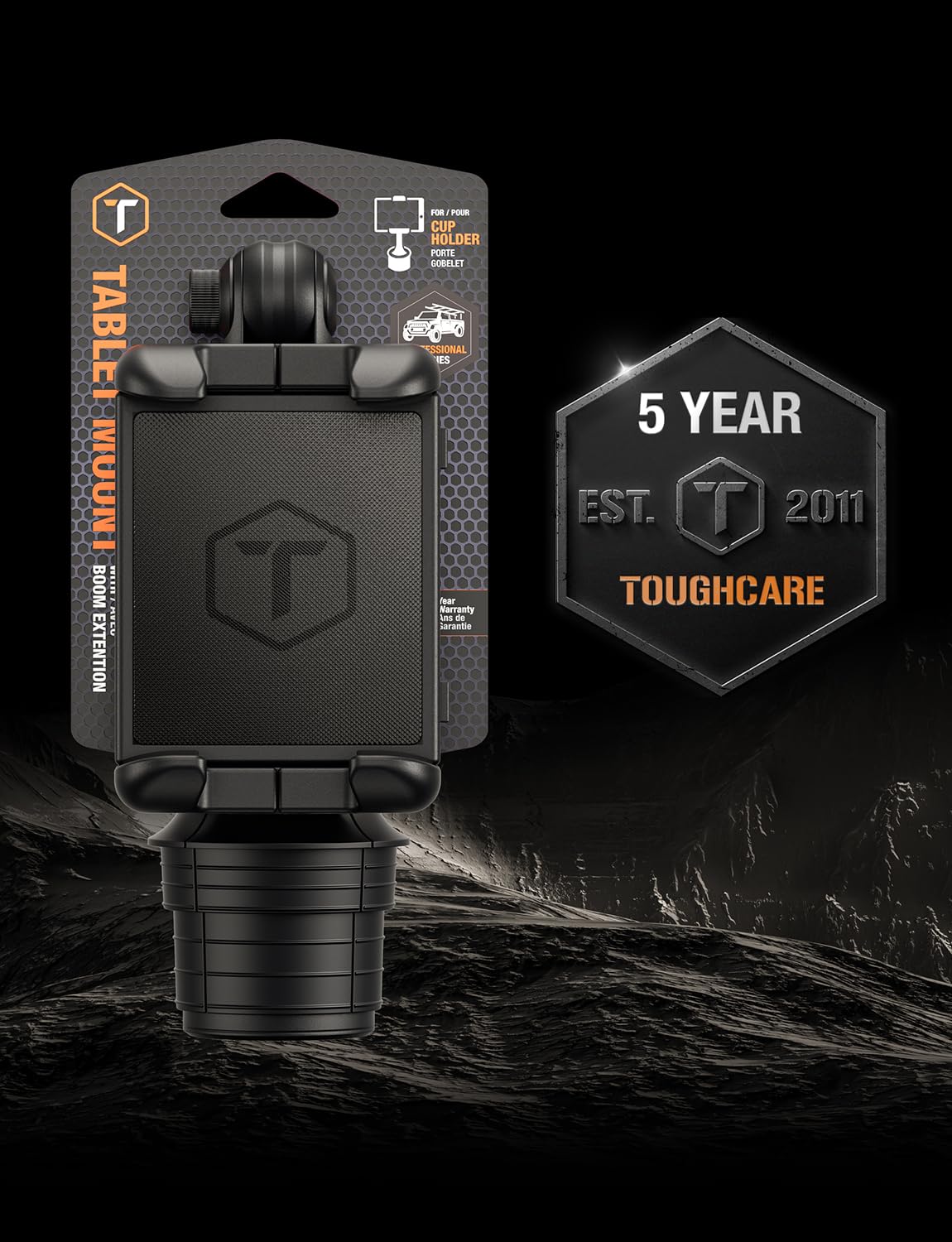 ToughTested Soporte para Tablet y GPS, se Adapta a Dispositivos de hasta 13 Pulgadas | Soporte para tablet con brazo giratorio de 360° y soporte antivibración para camiones, coches y tabletas de hasta 33 cm.