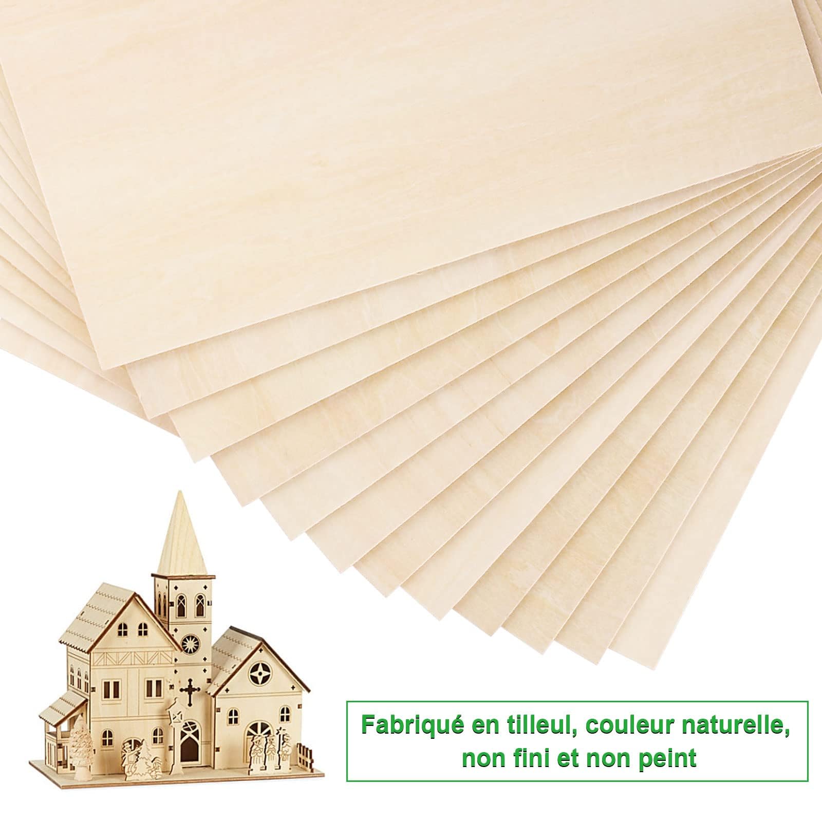 ASelected Zestaw 20 arkuszy płyty z naturalnego drewna, 300 × 200 × 2 mm arkusze drewna, cienkie drewno do samodzielnego wykonania wzorów i farb