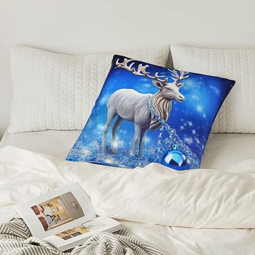Miniatura 6 de Fundas de almohada decorativas de 12 x 12 pulgadas, fundas de almohada cuadradas para sofá, renos de cristal, Navidad, fundas de almohada de doble