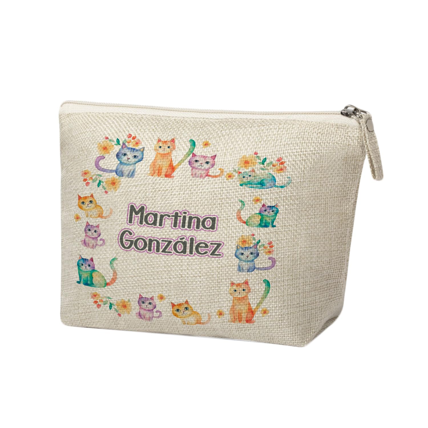 Kembilove Neceser Personalizado con Nombre - Neceser Infantil - Neceser niño Aseo Colegio - Neceser Viaje - Estuche Escolar - Gatitos