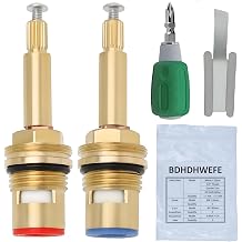 2 Pack 20 Teeth Spline Brass Faucet Cartridges Hot and Cold, 84x12mm3 5/16"1/2" 1/2 Inch Thread Quarter Turn Valve Stems, Leak-Proof Replacement for Bathroom Kitchen Sink Faucet Repair