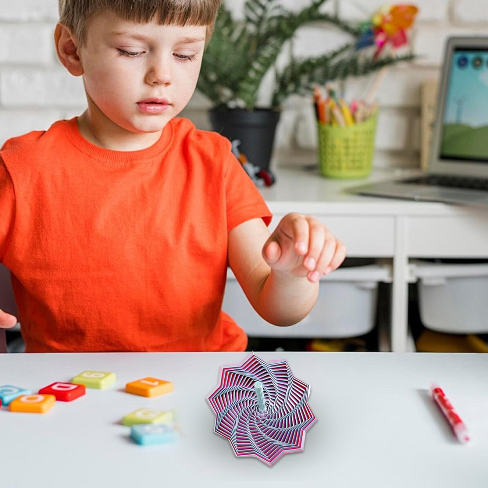 3d Printed Fidget Toys - Desk Hexagon with Handle for Stress Relief, Lightweight Design with Smooth Edges, Expanded Calming Sensory Toys for Adults Desk Home Travel Study