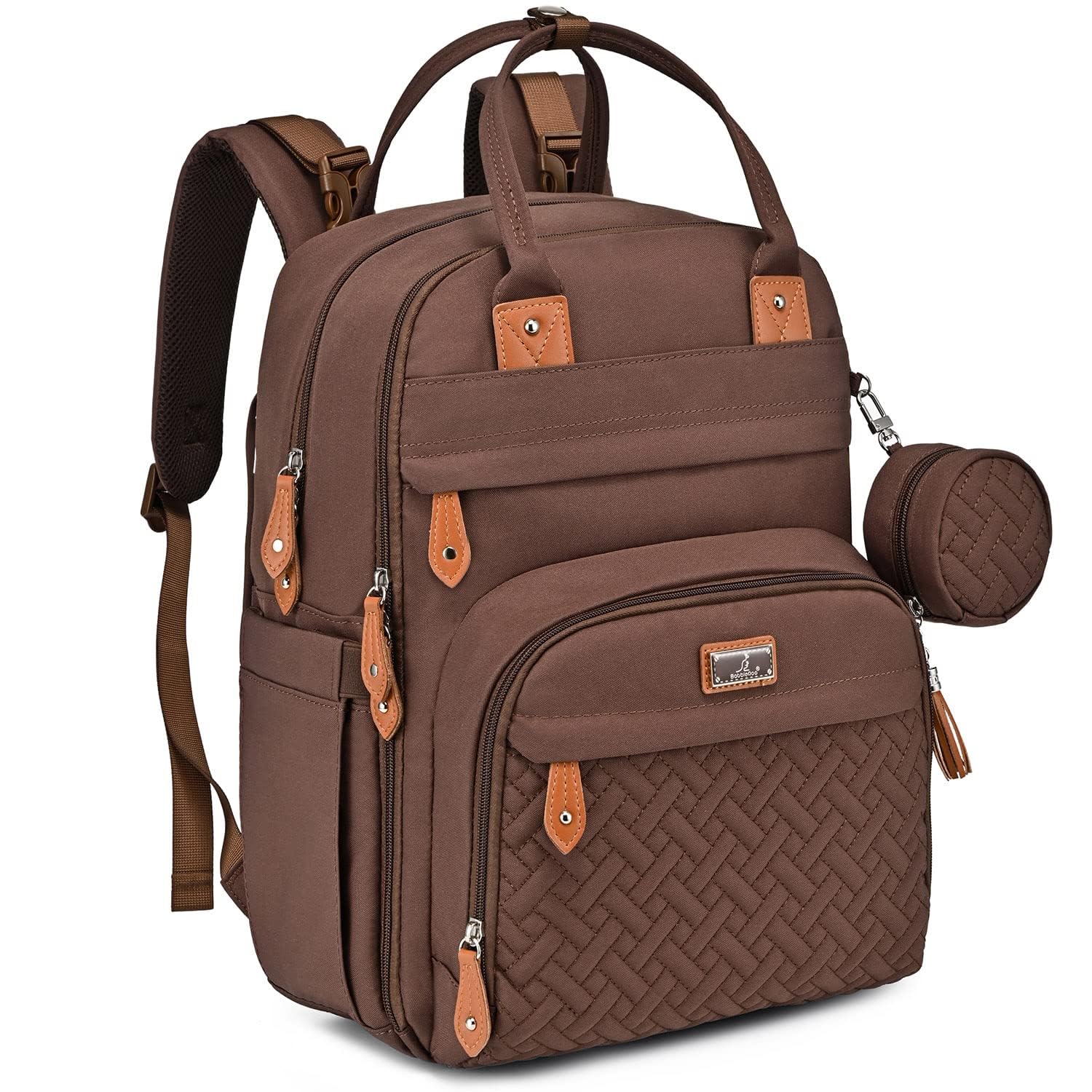 BabbleRoo Zaino per pannolini con fasciatoio per neonati, unisex, grande capacità, borsa multifunzione, impermeabile, da viaggio con custodia per ciuccio staccabile