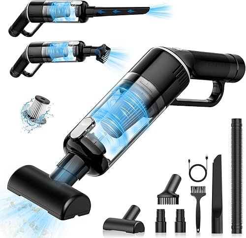 Lovyi Aspiradora de mano inalámbrica, aspiradora de coche con contenedor de polvo de gran capacidad, aspiradora de mano inalámbrica recargable, mini