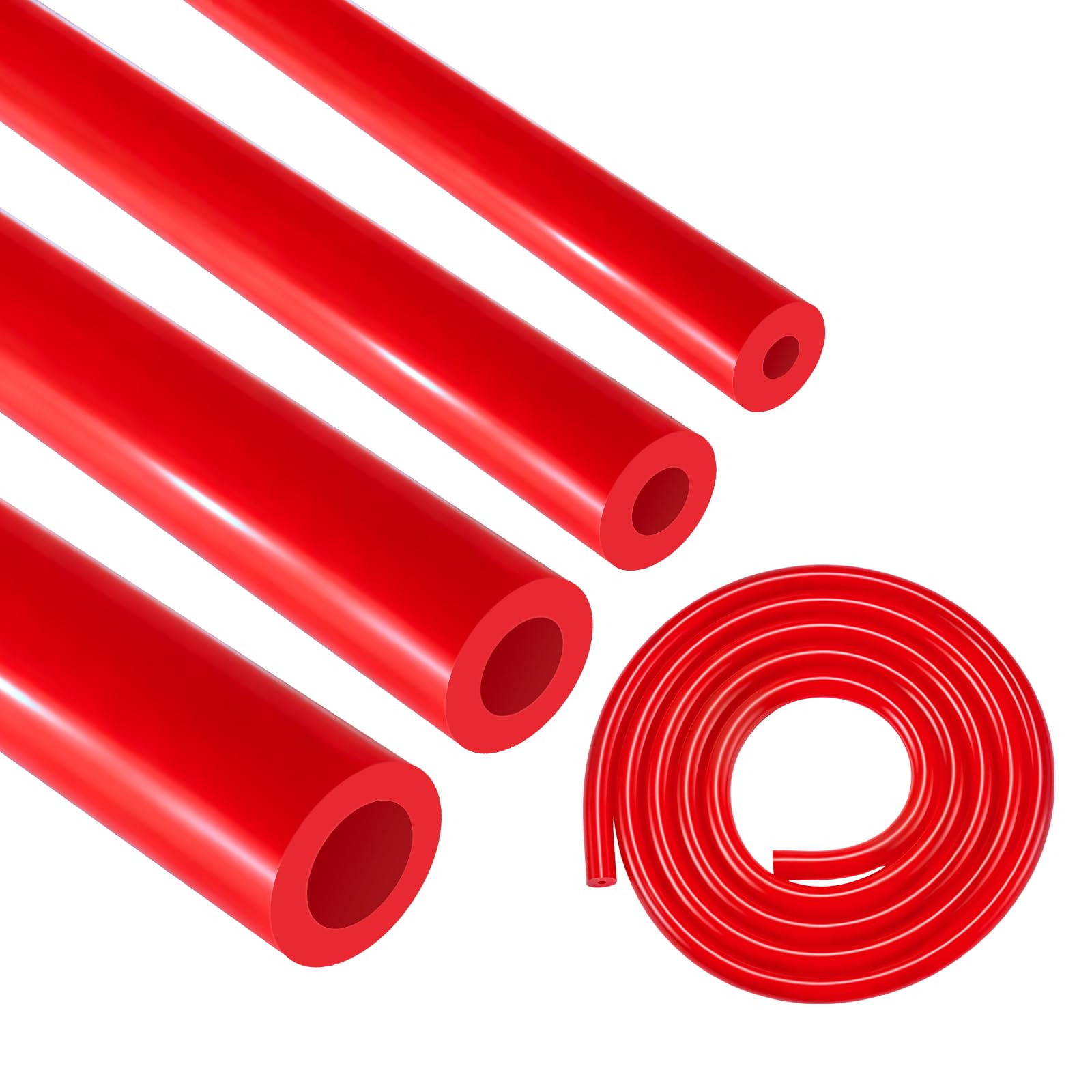 EVIL ENERGY 5/32 1/4 5/16 3/8 Silicone Vacuum Tubing Hose Line Kit 5FT 4PCS 130PSI Max Pressure Red (4mm 6mm 8mm 10mm)