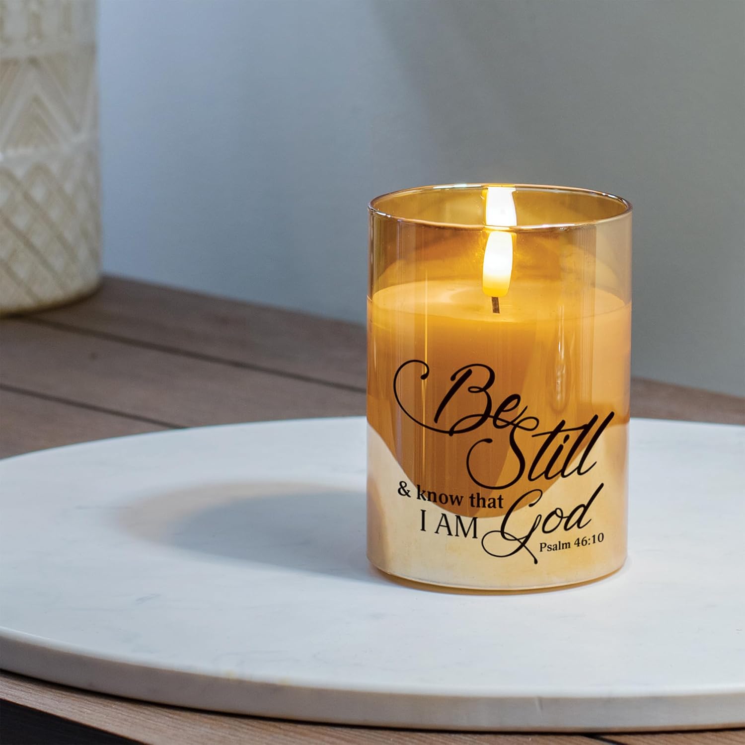 Elanze Designs Be Still White 4 x 3 Glass Candle in Glass