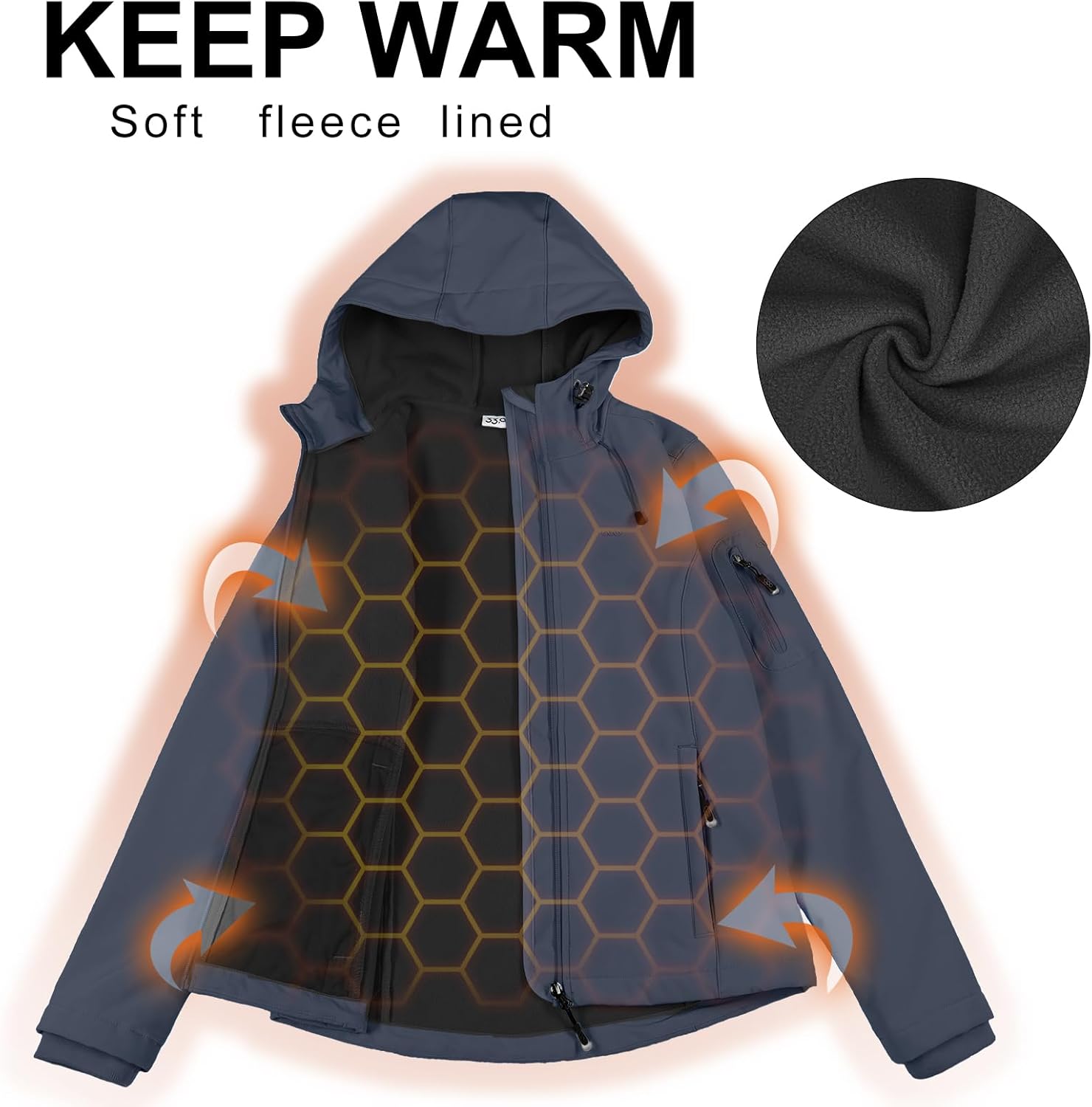 33,000ft Women's Softshell Jacket, Fleece Lined Warm Jacket Light Hooded Windproof Coat for Outdoor Hiking - Image 3