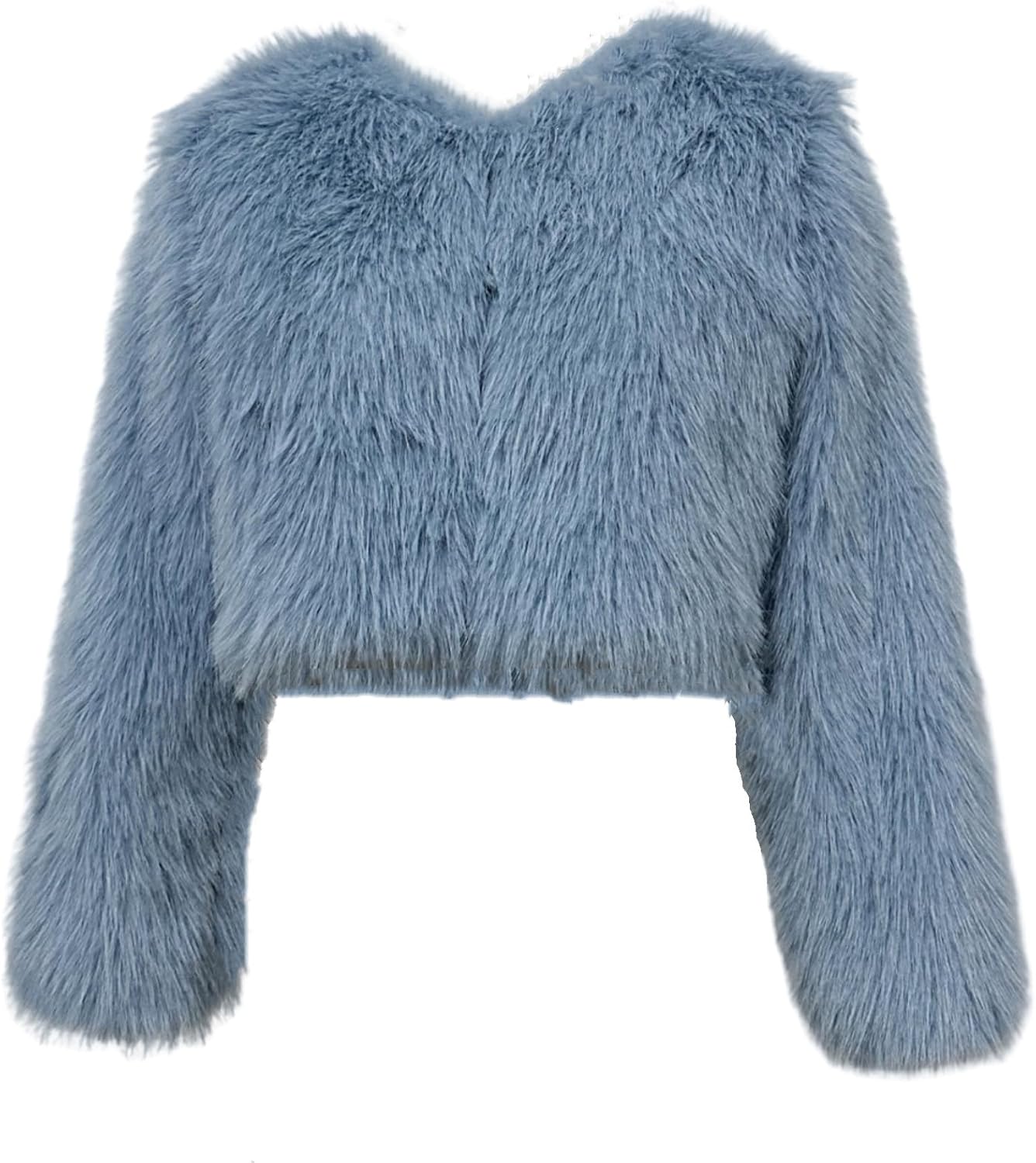 Women's Warm Fluffy Faux Fur Cropped Jackets Shaggy Short Coats Fuzzy Overwear