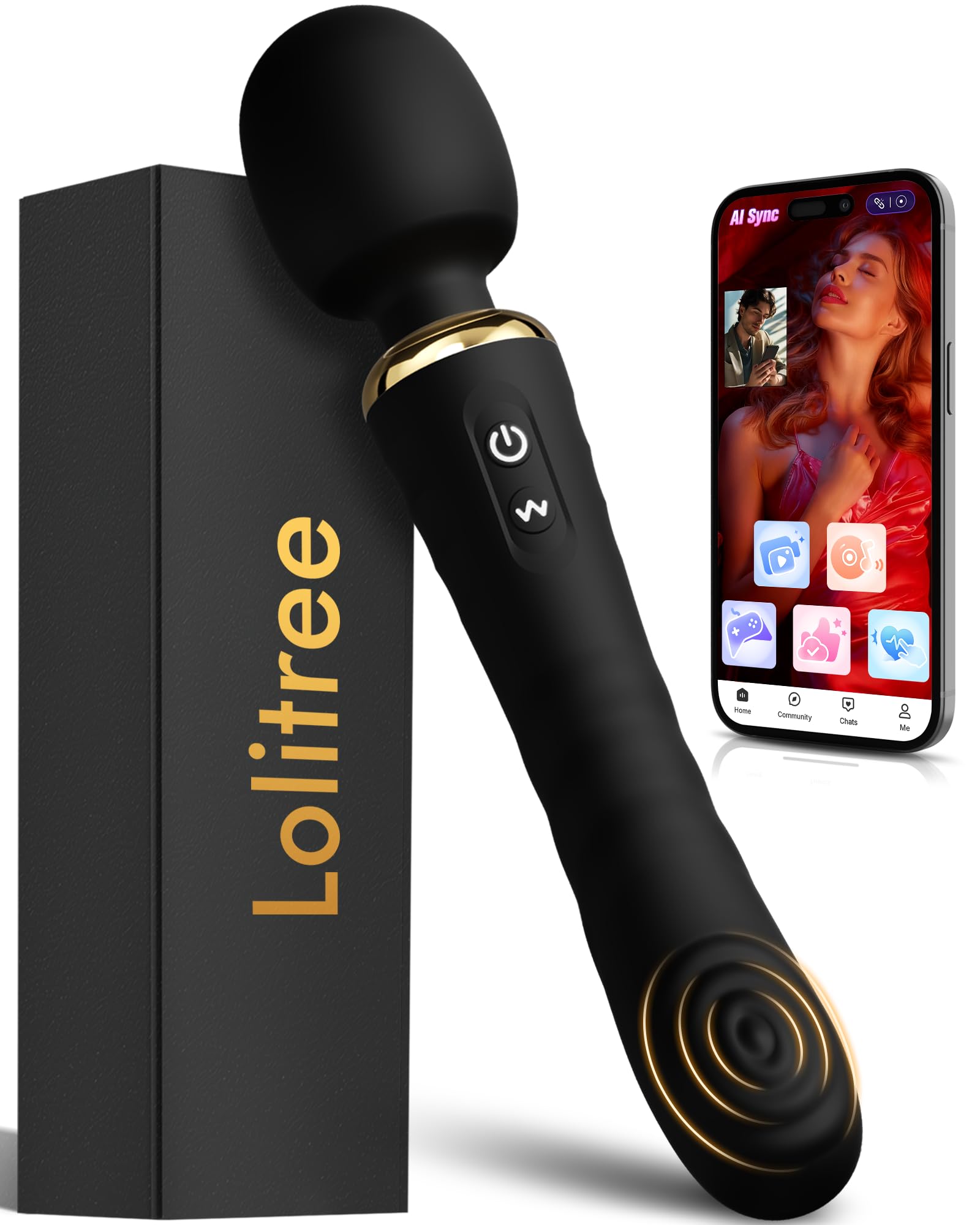 Dual-Ended Wand Vibrator, Lolitree 9.8in Silent Sex Toys for Women Couples