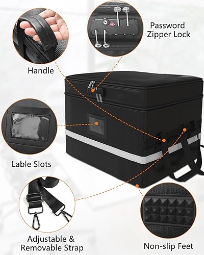 Miniatura 6 de NYFITY Caja de documentos ignífuga, caja organizadora de archivos a prueba de fuego con cierre de tapas, hasta 3000 , resistente al agua, caja de