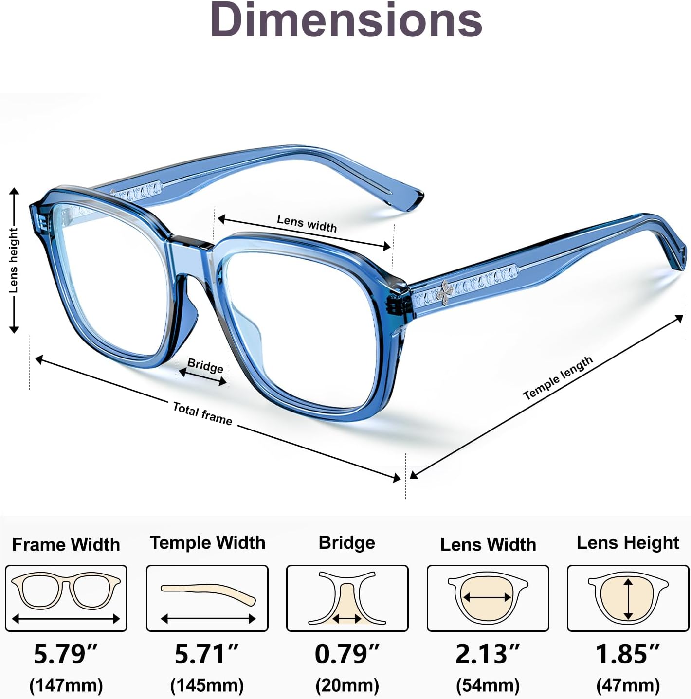 VISOONE Oversized Square Blue Light Blocking Glasses Fashion Computer Eyewear for Women and Men BENNETT - Image 5