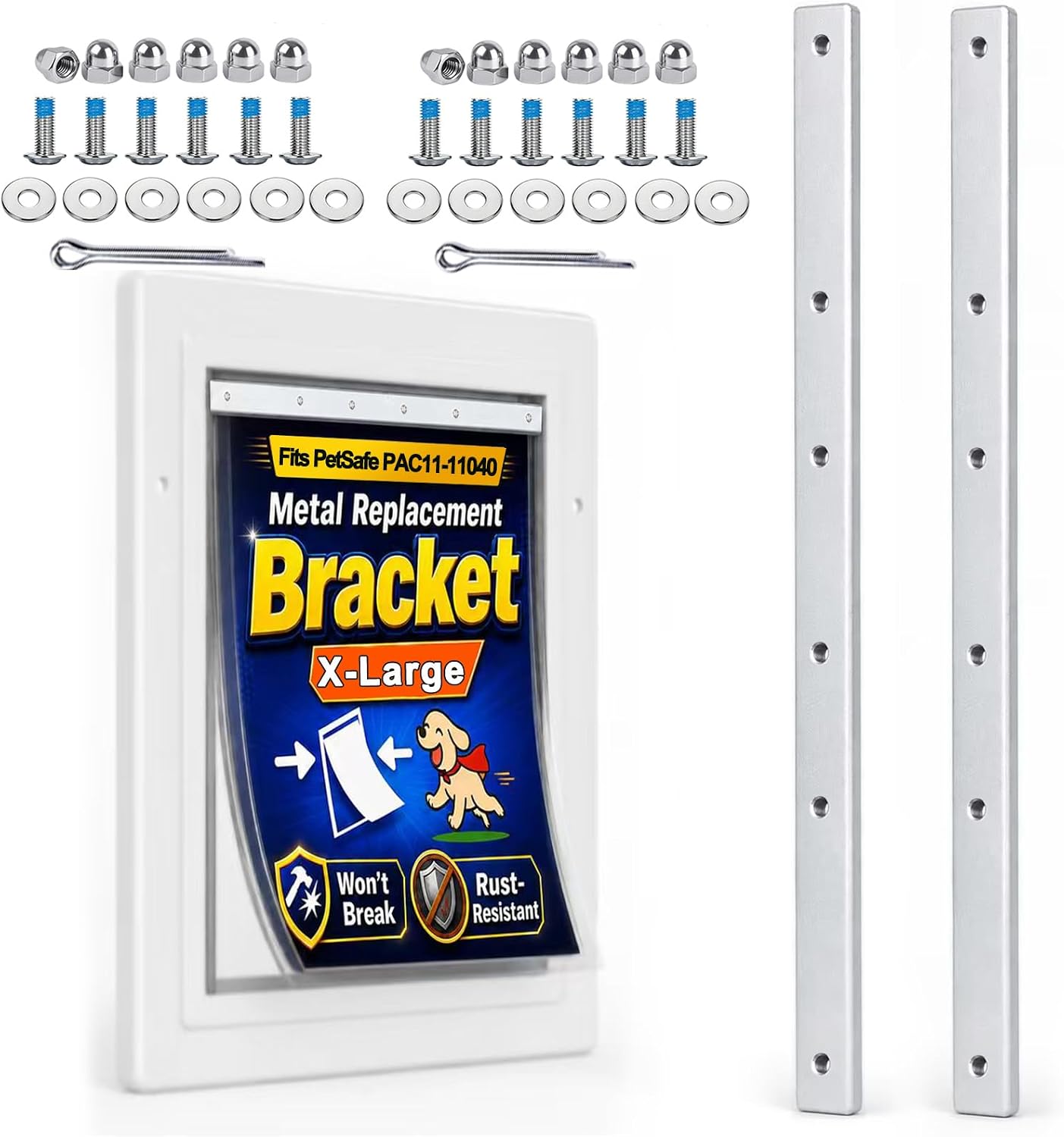 2-Pack Alum. Dog Door Flap Bracket Kit for PetSafe PAC11-11039 | Aluminum alloy mounting bracket; includes 304 stainless steel screws and washers