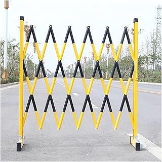 Barricada plegable expandible con ruedas para control de tráfico y seguridad, puerta retráctil portátil con diseño de tijera, color rosa, 119,4 x 500,4 cm, ideal para eventos y obras de construcción