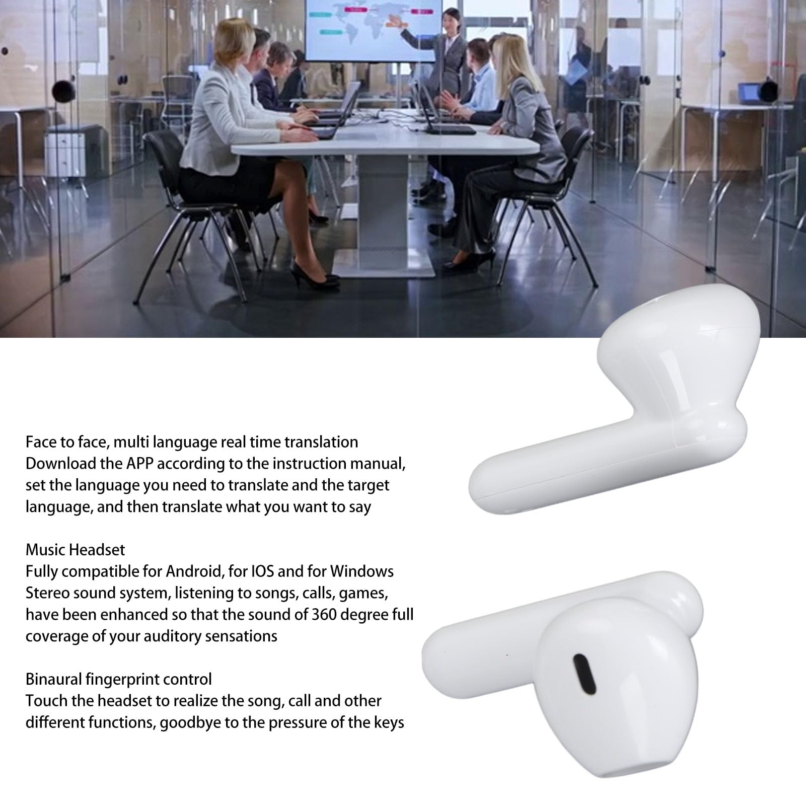 Cocoarm Traduttore Linguistico Auricolari, 144 Lingue Bluetooth 5.1 (WHITE)