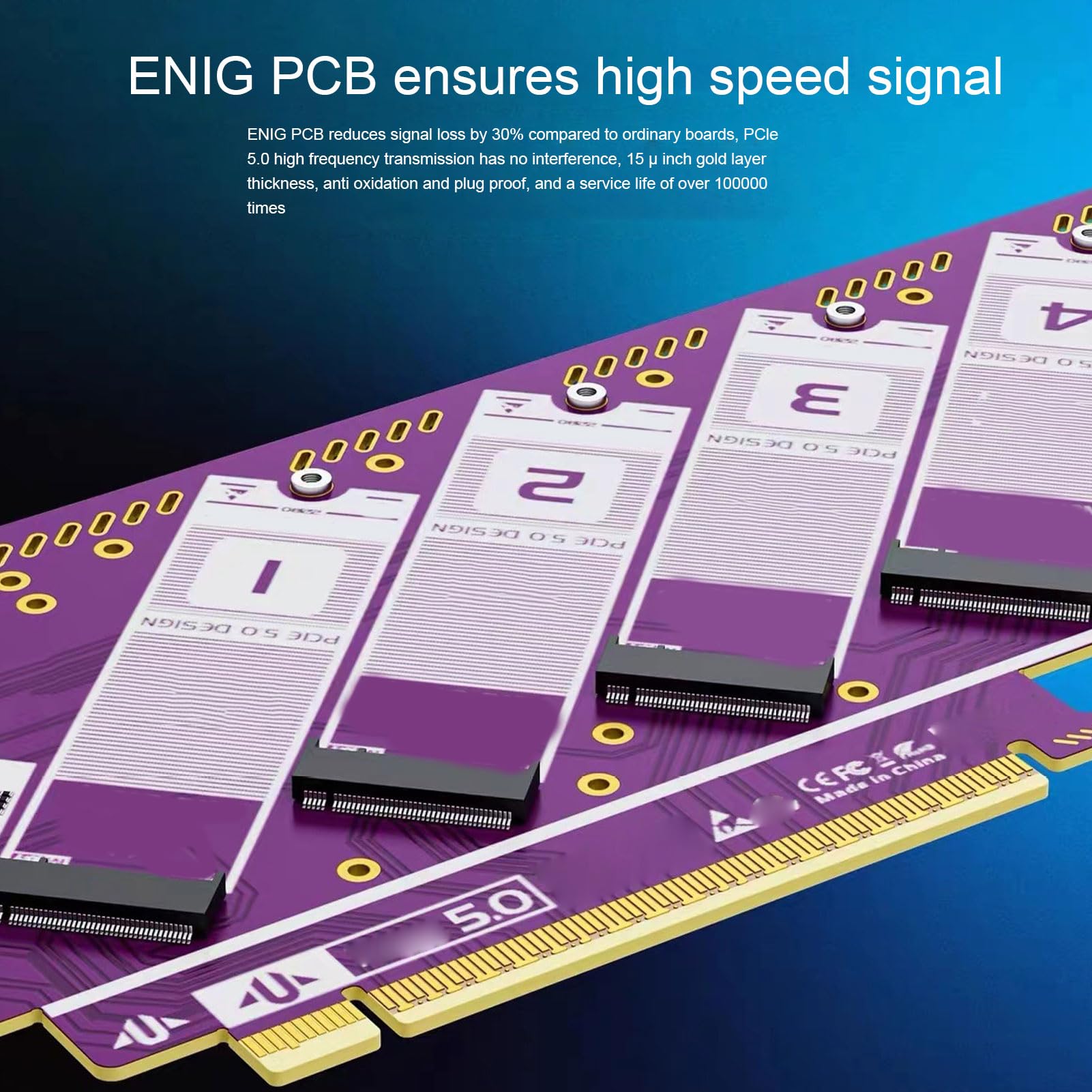 SUNGOOYUE PCIE 5.0 NVME M.2 Adattatore Scheda, X16 Slot su NVME SSD Extension Card Desktop Aggiornamento del Computer Desktop per PC da Gioco e Modifica Video