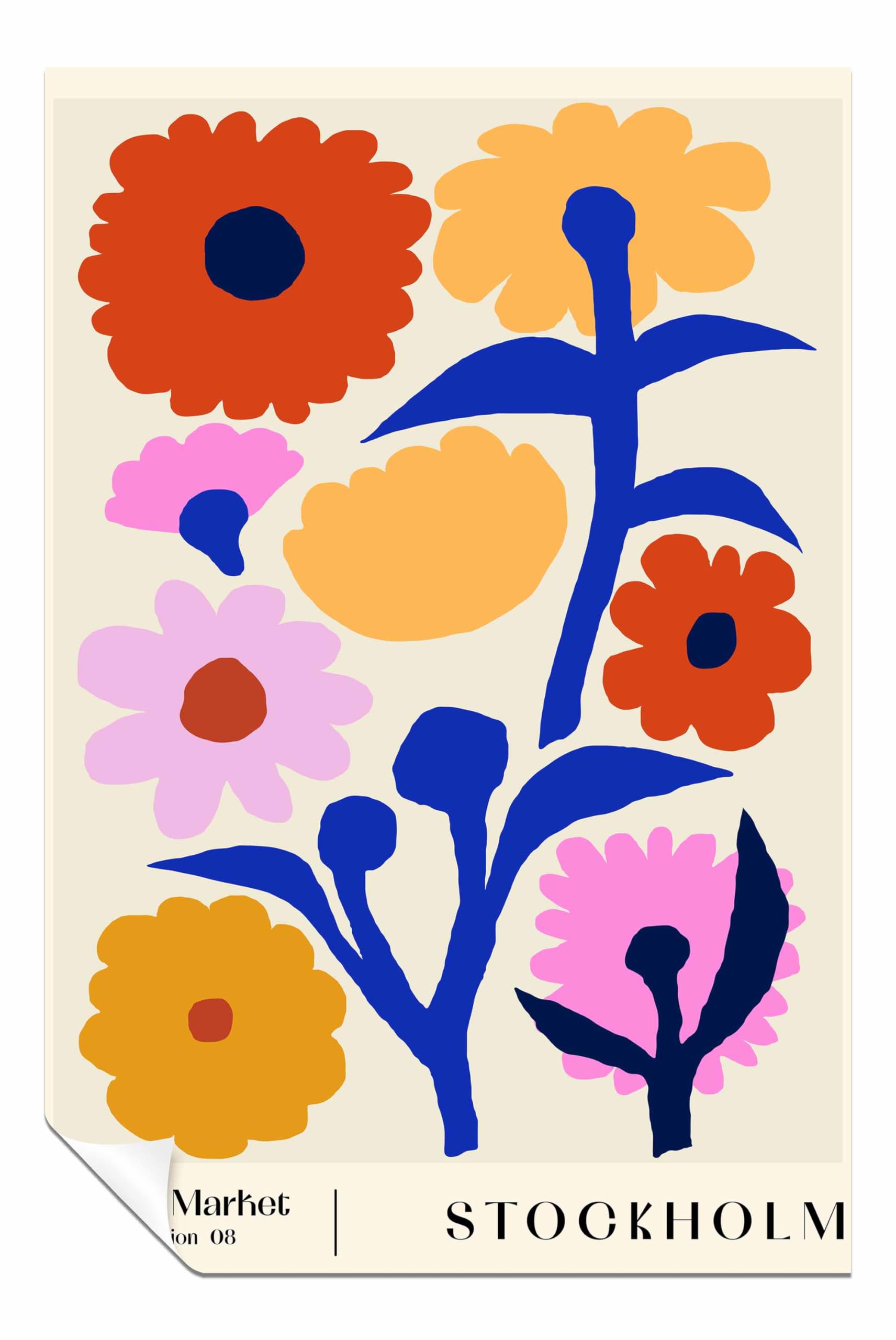 Panther Print Flower Market. Stockholm Unframed Poster, Pictures for Home Walls, Bedroom, Living Room & Bathroom Decor 46x31cm (18x12in)