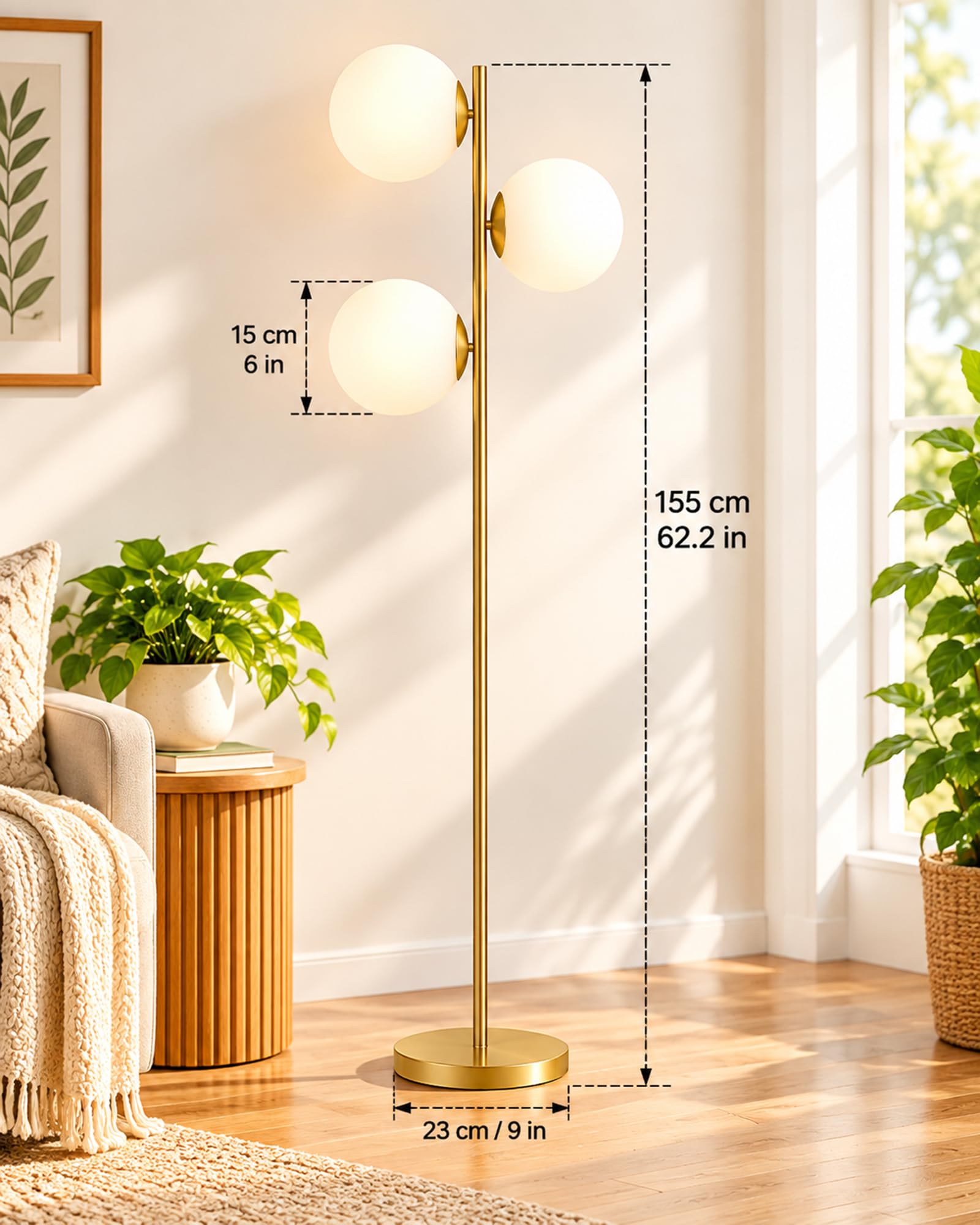 Homesake Industrial Tree Floor Lamp - Golden & Glass -4 Homesake Industrial Tree Floor Lamp - Golden & Glass -4