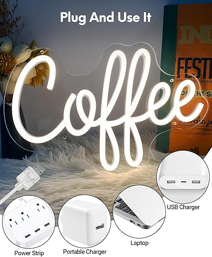 Miniatura 8 de Letrero de neón de café para barra de café, letrero LED regulable para decoración de pared de café para estación de café, cafetería, sección de