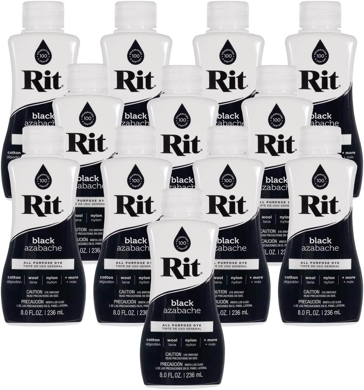 Rit Dye – 8 Oz. Liquid Fabric Dye for Clothing, Décor, and Crafts – Black (12 Pack)