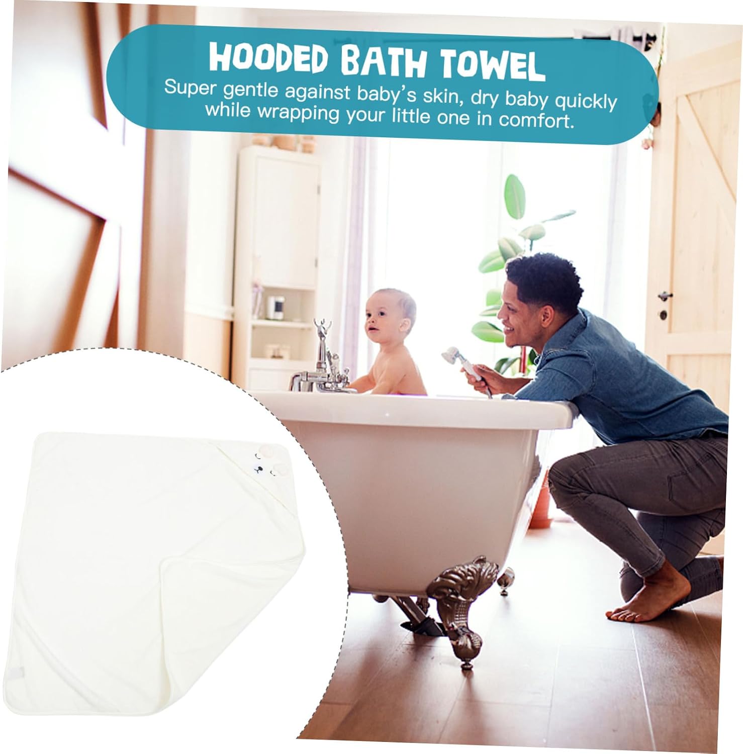 GARVALON Coral Hooded Bath Towel for Boys and Girls Cartoon Design Fleece Bathrobe Machine Washable