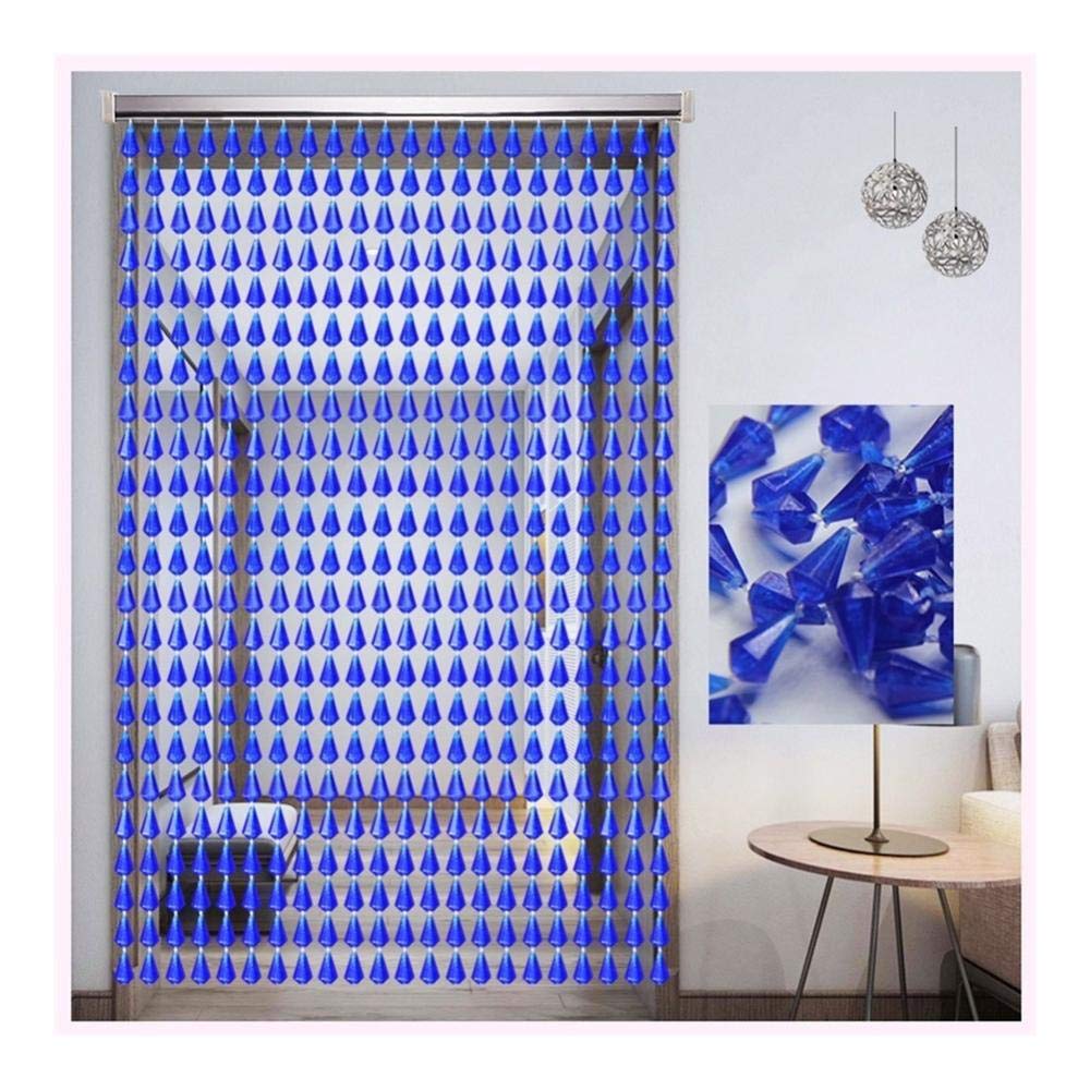 Rideau de perles pour porte de chambre et décoration d'entrée style bohème chic bleu