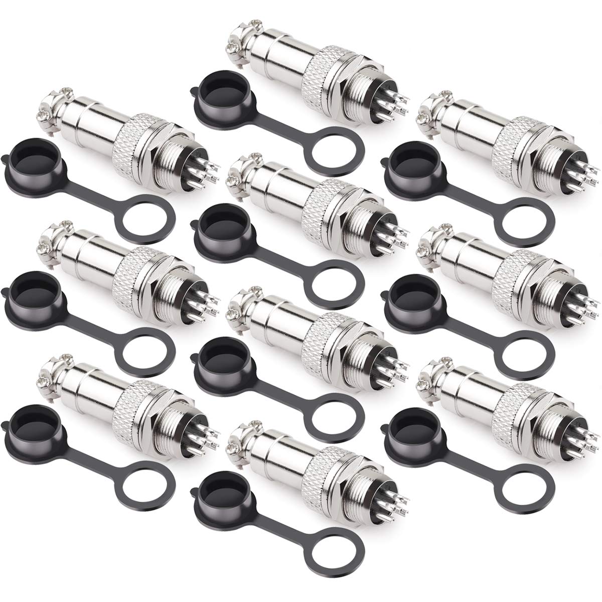 10 Stück GX16 6-Pin Metall-Luftfahrtstecker, Wasserdichte Kappe, 250V/15A, Für Audio, Automotive & Industrie