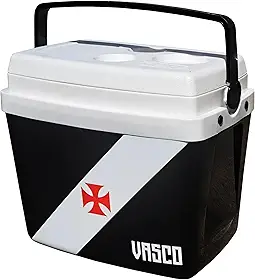 BTF, Cooler, Caixa Térmica com Alça, para Transporte, Tampa Multiuso, Linha Lazer, 34Litros, Licenciado Vasco, Preto com detalhes em branco
