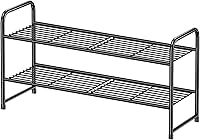 Vista 1 de Zapatero de metal de 2 niveles para armario, apilable, negro