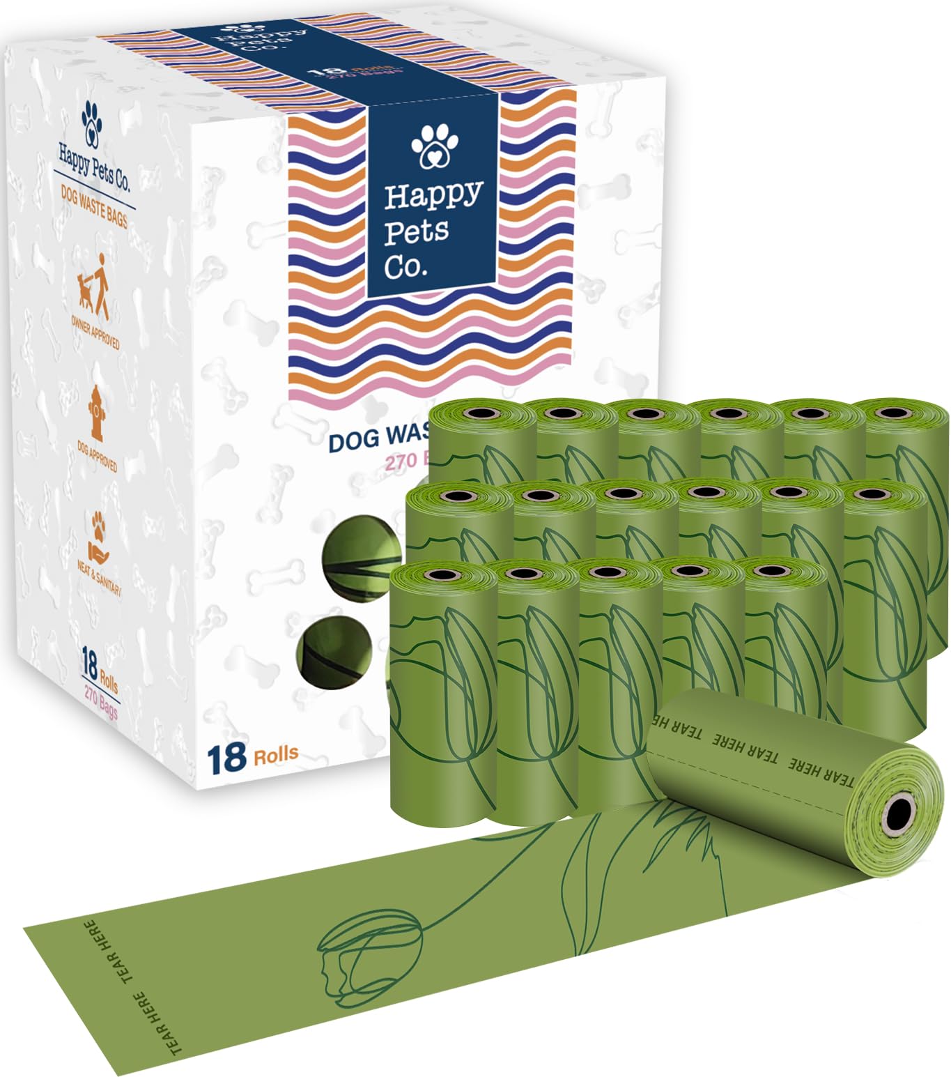 SHALLWEDog Poop Bags, 18 Rolls, 270 Counts, Tulip Pattern,13 x 9 inch, Lavender Scented, Leak Proof, Extra Thick, Pet Waste Bags for Dogs and Cats…