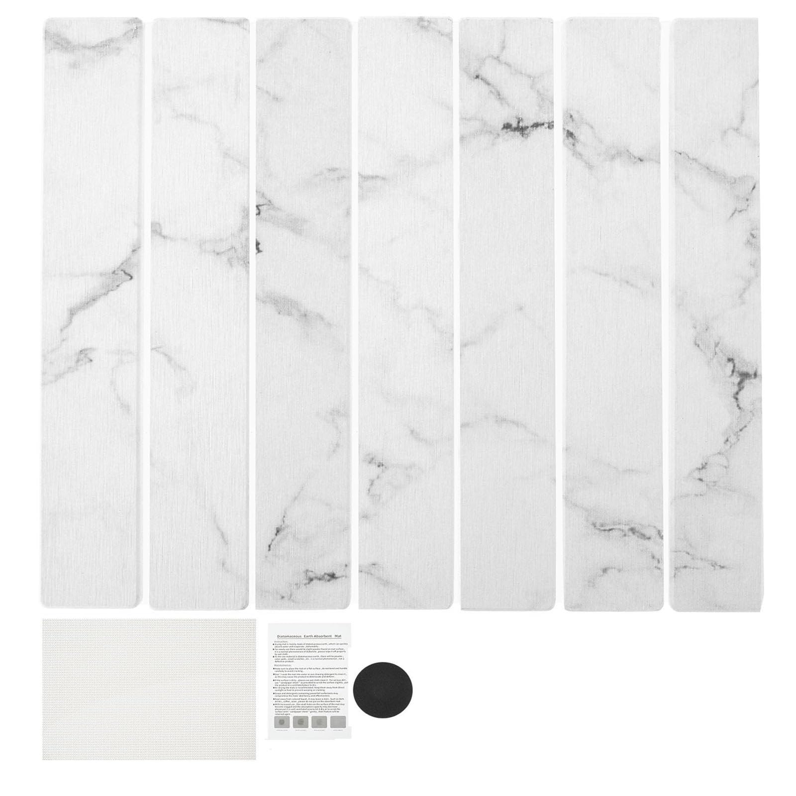 Ktcina Marble Stone Drying Mat For Kitchen Counter, 40X30cm Foldable Stone Dish Drying Mat Non-Slip Reusable Diatomite Drainer Mats With Sandpaper, Fast Water-Absorbing For Dishes Cups