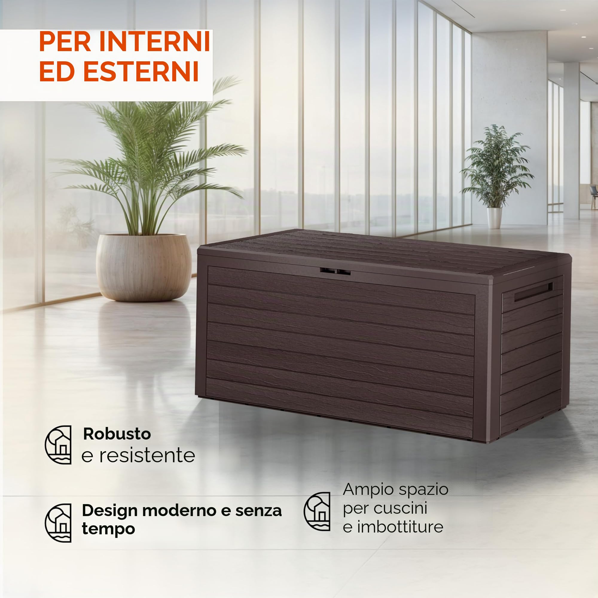 Casaria® Baule da Giardino XXL 280L Effetto Legno Cassapanca Richiudibile 116x43x55cm Box Multibox Contenitore Cuscini