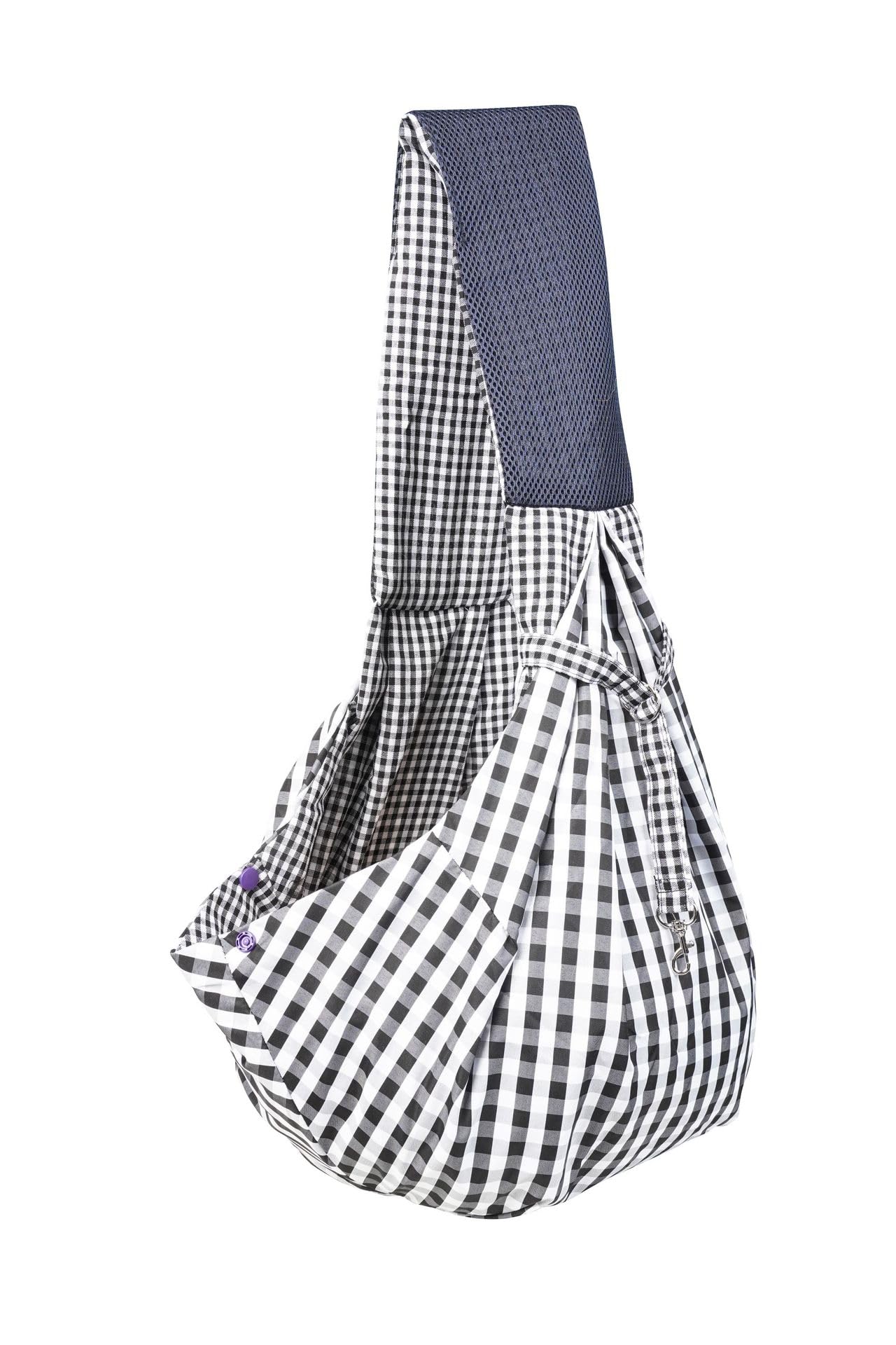 CYBERNOVA Petit Chien Chat Pet Sling Carrier pour 1-7.5kg,Tissu Froid et avec Poche, Sac à Main Libre pour Chien Chat Chiot pour Voyager et Marcher en Plein air (Grille Noire et Blanche)