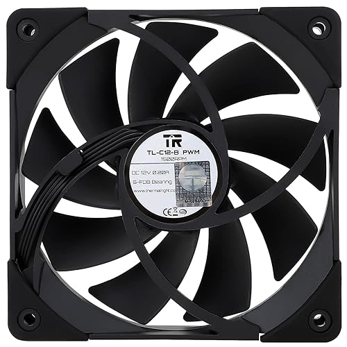 Miniatura 10 de Thermalright Ventilador de CPU TL-C12015, ventilador silencioso de 4 pines PWM para PC, velocidad de 1500 RPM, ventilador delgado de 0.591 in,