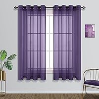 Vista 16 de Cortinas traslúcidas terracota de 84 pulgadas de largo para sala de estar y dormitorio, con ojales, estilo bohemio, aireadas, transparentes, de lino