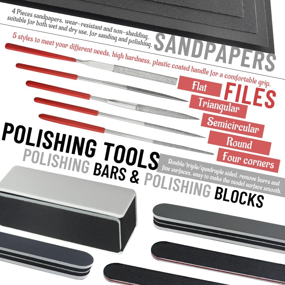 Bigstone 50 PCS Model Tools Kit Modeler Basic Tools Hobby Building Tools Craft Set for Cars, Airplanes, Buildings, Robots Gundam Plastic Models Building Repairing and Fixing