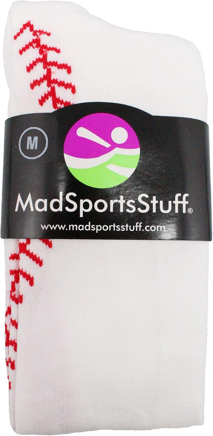 MadSportsStuff Softball Socks with Stitches for Girls and Women Youth and Adult Sizes in Over the Calf Length Kids