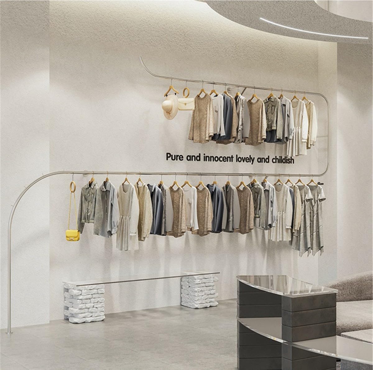 Appendiabiti A Parete Appendiabiti, Espositore per Negozi di Abbigliamento Boutique Creativo, Appendiabiti per Matrimonio Industriale Moderno per Negozio di Abbigliamento