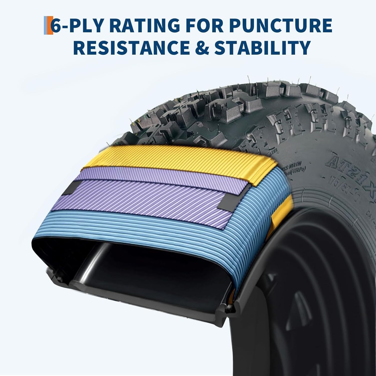 21x7-10 ATV/UTV Tires, 6 PR Tubeless Sport Front Quad Tire for Off-Road, Snow & Trail Riding (Set of 2)