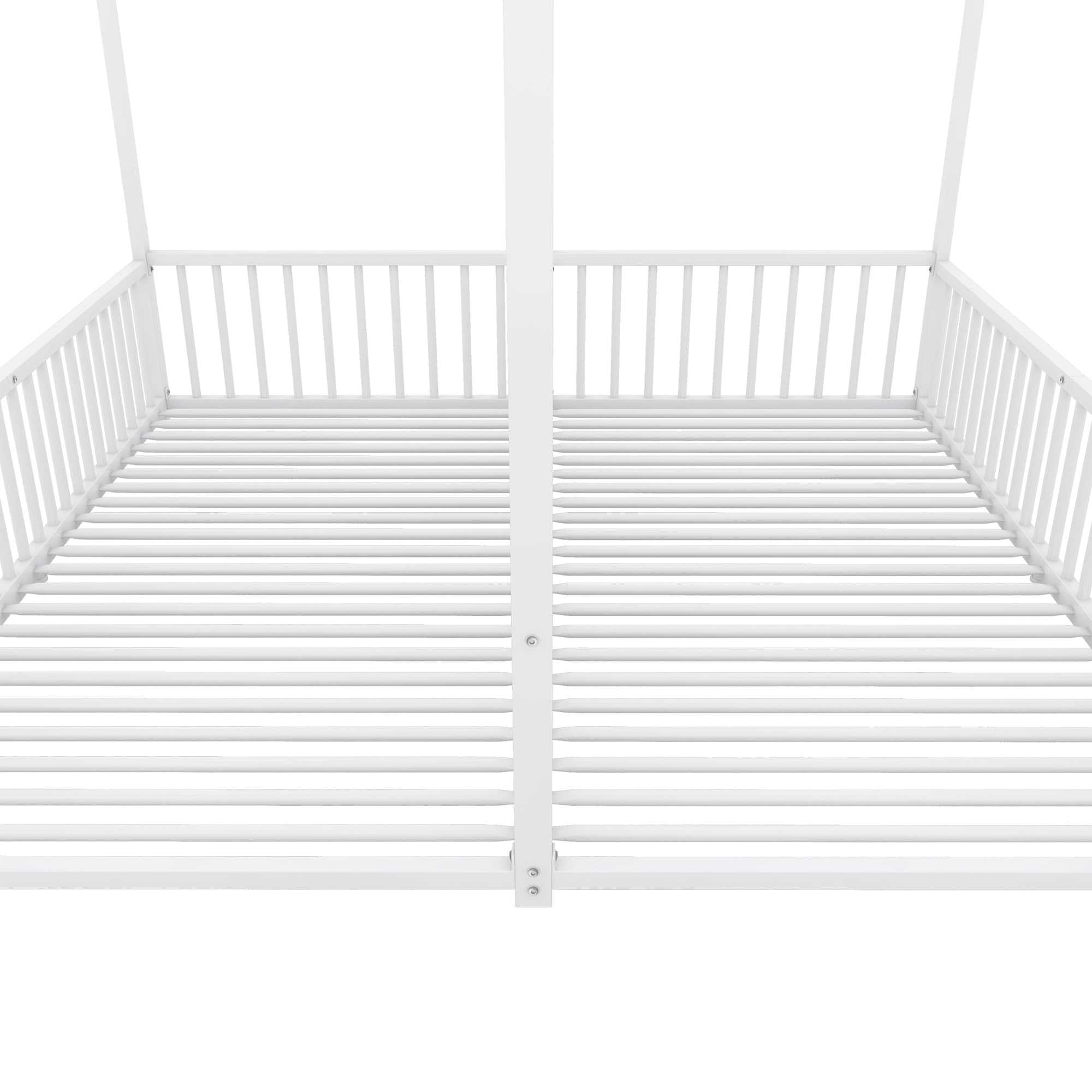 Letto per bambini 90 x 200 cm Due letti da 90 cm con protezione anticaduta, Letto a casa Letto a pavimento Letto gemellare con design a forma di casa, Letto per bambini Telaio in ferro