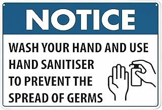 Notice Wash Your Hands And Use Sanitiser To Prevent The Spread Sign - 8"x12" Rust Free Aluminum Sign Pre-Drilled Holes for Easy Mounting Indoor Outdoor, Hygiene Safety