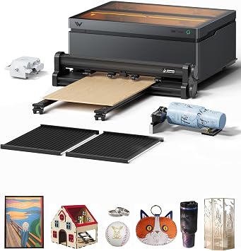 WECREAT Vision Pro 45W Laser Cutter with 137 Auto Conveyor Feeder & Rotary Pro, HD Camera & Auto-Lifting, Laser Cutter Cuts 1 Wood, Full Enclosure Laser Engraver Machine for Wood and Metal, Acrylic