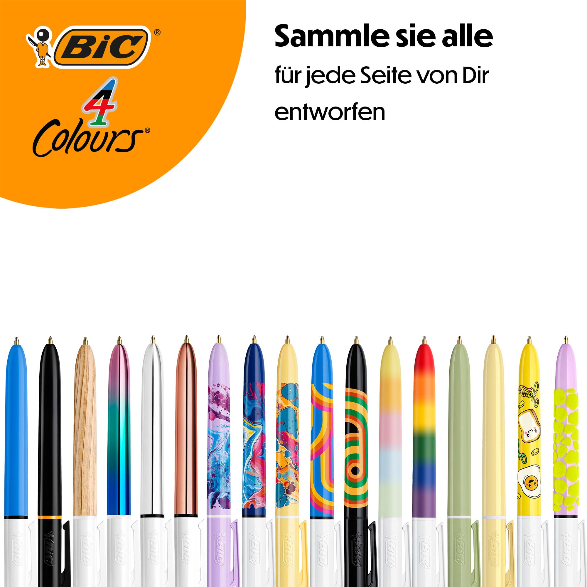 BIC Długopisy kulkowe w kolorze mineralnym, 4 kolory, średnia końcówka (1,00 mm) – różne kolory beczkowe, 5 sztuk