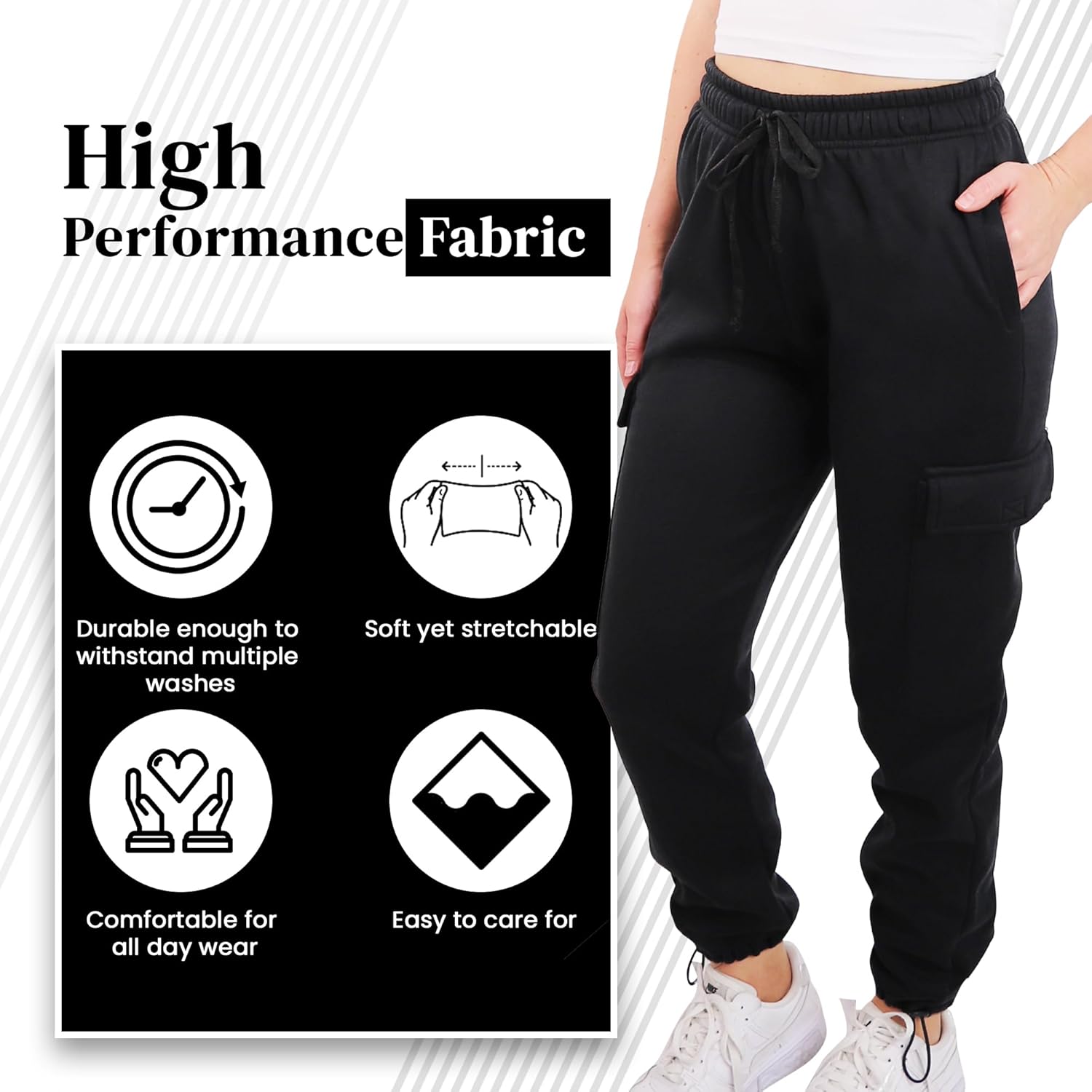 [2 Pack] Cargo Jogger Pants for Women Casual Lounge Sweatpants Ultimate Comfort and Super Soft Feel - Image 3